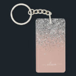 Rose Gold Blush Pink Silver Glitter Monogram Girly Key Ring<br><div class="desc">Rose Gold - Blush Pink and Silver Sparkle Glitter Script Monogram Name Keychain. This makes the perfect sweet 16 birthday,  wedding,  bridal shower,  anniversary,  baby shower or bachelorette party gift for someone that loves glam luxury and chic styles.</div>