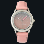 Rose Gold Blush Pink Silver Glitter Monogram Girly Watch<br><div class="desc">Rose Gold - Blush Pink and Silver Sparkle Glitter Script Monogram Name Watch. This makes the perfect sweet 16 birthday,  wedding,  bridal shower,  anniversary,  baby shower or bachelorette party gift for someone that loves glam luxury and chic styles.</div>