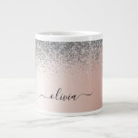 Rose Gold - Blush Pink Silver Glitter Monogram Large Coffee Mug<br><div class="desc">Rose Gold - Blush Pink and Silver Faux Foil Metallic Sparkle Glitter Brushed Metal Monogram Name Espresso Coffee Cup or Mug. This makes the perfect sweet 16 birthday,  wedding,  bridal shower,  anniversary,  baby shower or bachelorette party gift for someone that loves glam luxury and chic styles.</div>