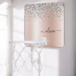 Rose Gold - Blush Pink Silver Glitter Monogram Mini Basketball Hoop<br><div class="desc">Rose Gold - Blush Pink and Silver Faux Foil Metallic Sparkle Glitter Brushed Metal Monogram Name Mini Basketball Hoop. This makes the perfect sweet 16 birthday,  wedding,  bridal shower,  anniversary,  baby shower or bachelorette party gift for someone that loves glam luxury and chic styles.</div>