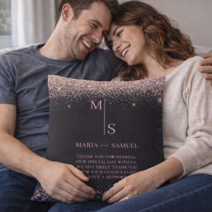 Rose Gold Blush Pink Silver Glitter Script Persona Cushion