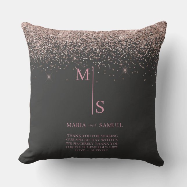 Rose Gold Blush Pink Silver Glitter Script Persona Cushion (Front)