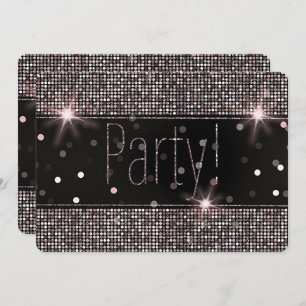 Rose Gold Blush Pink Silver Glitter Sparkle Party Invitation