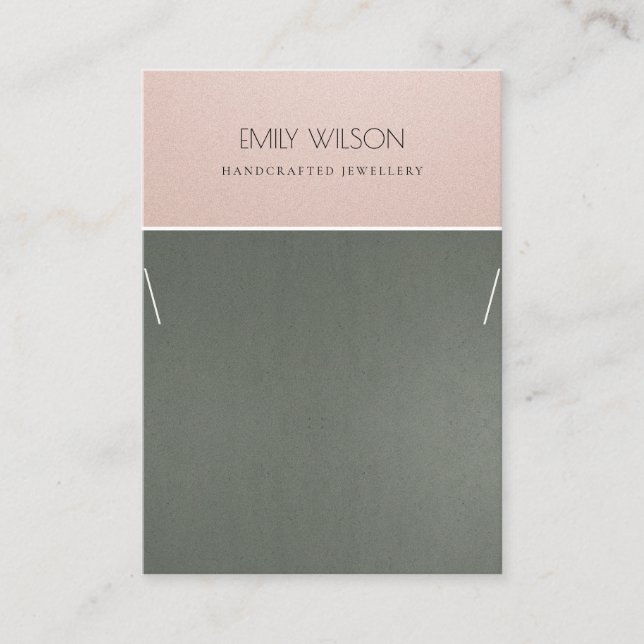ROSE GOLD BLUSH PINK STEEL GREY NECKLACE DISPLAY BUSINESS CARD (Front)