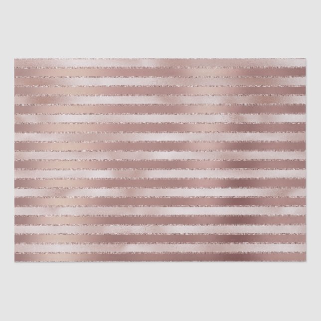 Rose Gold Blush Pink Stripes Glitz Bridal Shower Tissue Paper (Front)