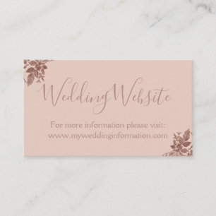 Rose Gold - Blush Pink Wedding Website Card Insert