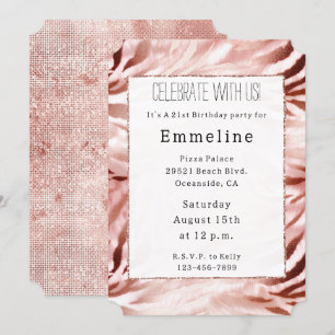Rose Gold Blush Pink Zebra Invitation