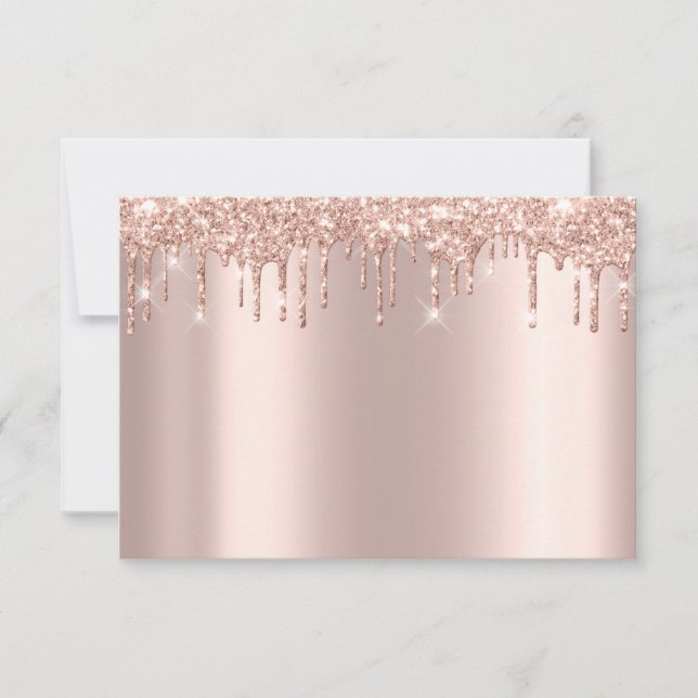 Rose Gold Blush Powder Glitter Spark RSVP Card (Front)