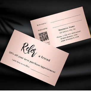 Rose gold blush qr code business referral card