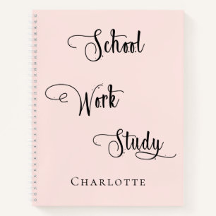 Rose gold  blush school work study typography notebook
