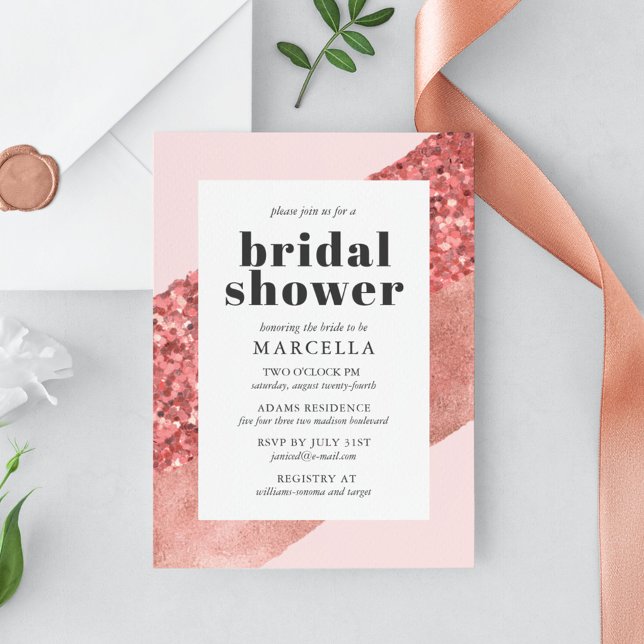 Rose Gold, Blush & Sequin Bridal Shower Invitation (Creator Uploaded)