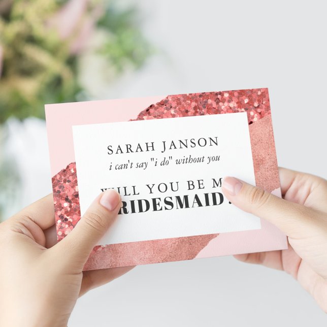 Rose Gold, Blush & Sequin Bridesmaid Invitation (Creator Uploaded)