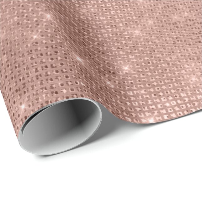 Rose Gold Blush Sequin Sparkly Crystals Girly Wrapping Paper (Roll Corner)