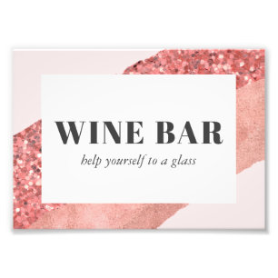 Rose Gold, Blush & Sequin Wine Bar Photo Print