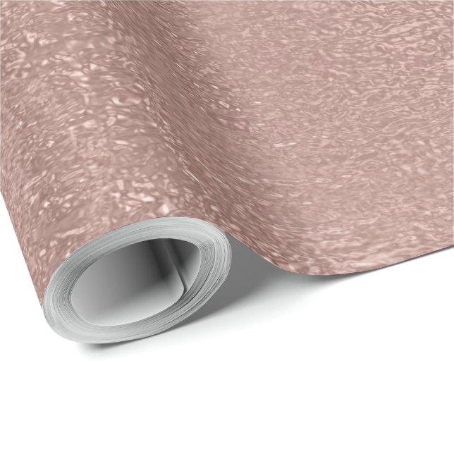 Rose Gold Blush Shimmer Metallic Pink Glitter Wrapping Paper (Roll Corner)