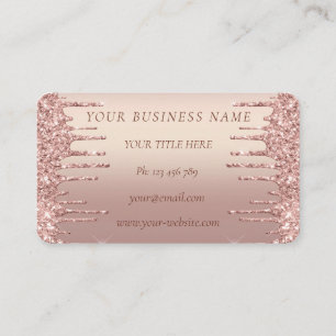 Rose Gold Blush Shiny Glitter Sparkle Drips Your Business Card