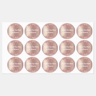 Rose Gold Blush Sparkle Drips Custom Text Labels