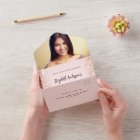 Rose gold blush sparkles photo birthday rsvp