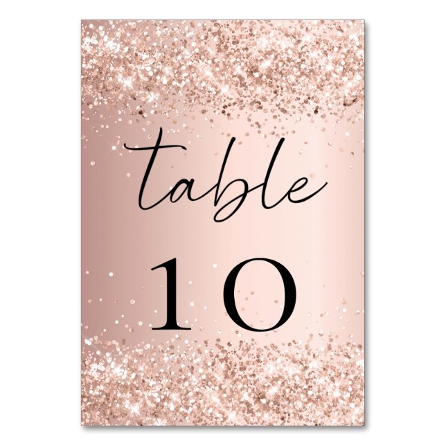 Rose gold blush  table number (Front)