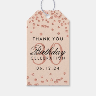 Rose Gold Blush Thank You 30th Birthday Confetti Gift Tags
