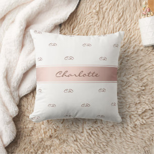 Rose gold blush white monogram name initials  cushion