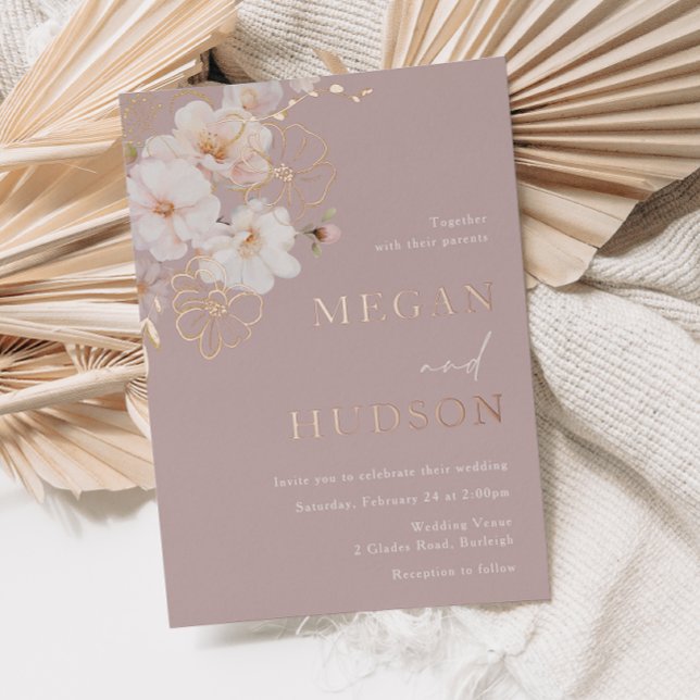 Rose Gold & Blush Wildflowers Wedding Dusty Rose (Creator Uploaded)