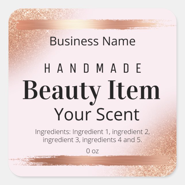 Rose Gold Body Butter Cream Lotion Lip Balm Label (Front)