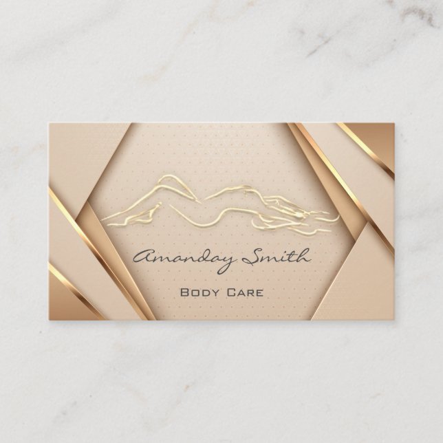 Rose Gold Body Care Logo SPA Welleness Business Card (Front)