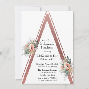 Rose Gold Boho Floral Triangle Bridesmaids Lunch Invitation