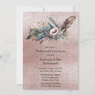 Rose Gold Boho Floral Triangle Bridesmaids Lunch Invitation