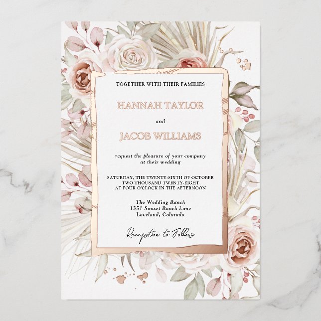 Rose Gold Boho Rustic Floral Wedding (Front)