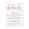 Rose Gold Boho Wedding Details Info Card