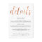Rose Gold Boho Wedding Details Info Card