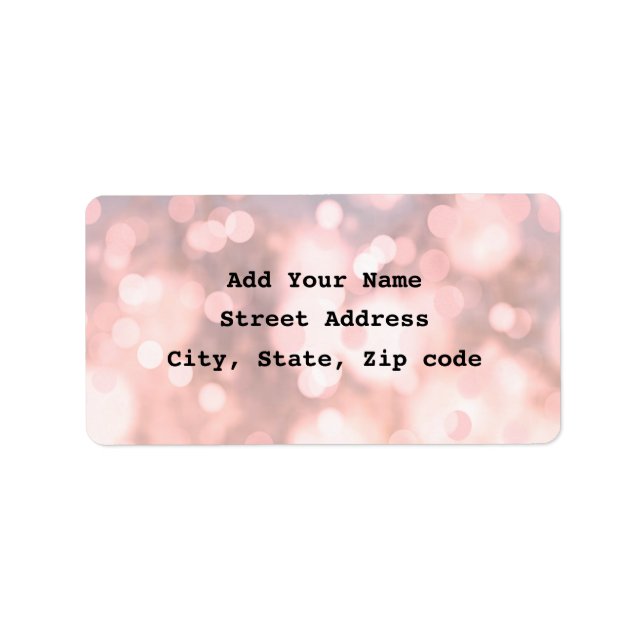 Rose Gold Bokeh Pink Elegant Simple Glittery Cool Label (Front)
