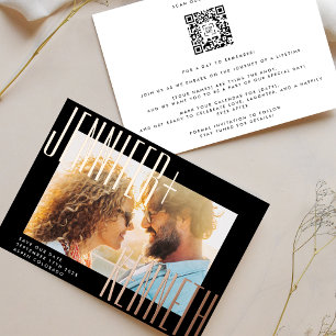 ROSE GOLD BOLD NAMES PHOTO QR CODE SAVE THE DATE