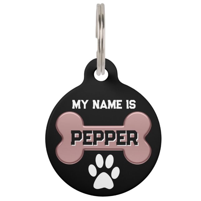 Rose Gold Bone | Personalise  Pet Tag (Front)