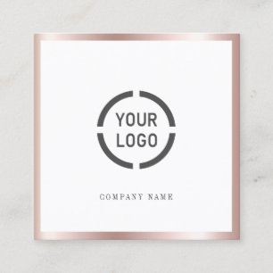 Rose gold border custom company logo professional square business card