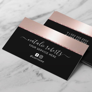 Rose Gold Border Makeup Artist Hair Stylist Salon Business Card