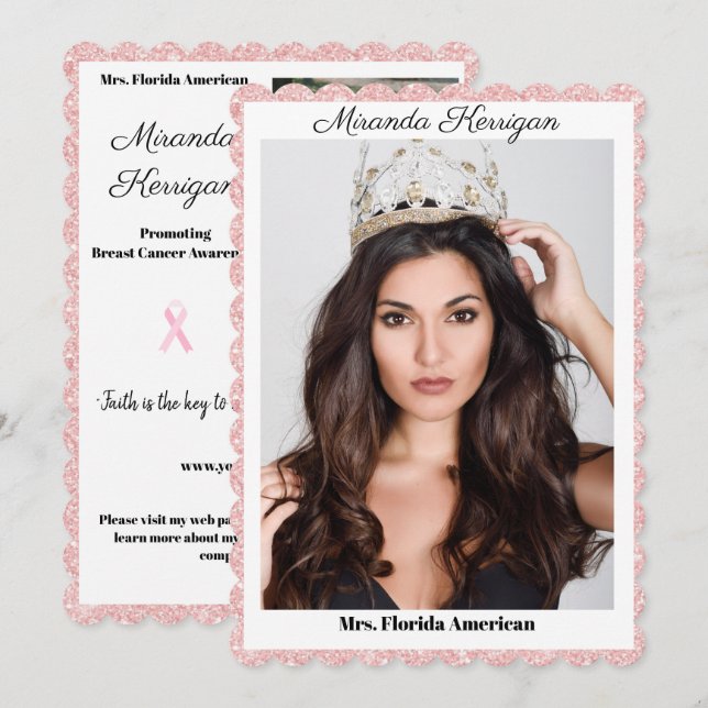 Rose Gold Border Pageant Autograph Card (Front/Back)