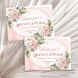 Rose Gold Botanical Boho Thank You Card for Quince
