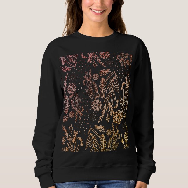 Rose Gold Botanical Doodle Pattern Signature Sweatshirt (Front)