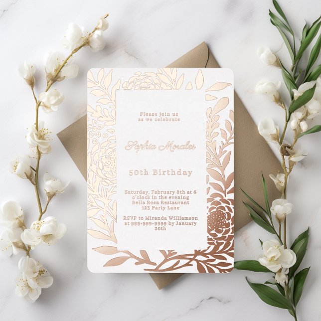 Rose gold botanical luxury birthday (Creator Uploaded)