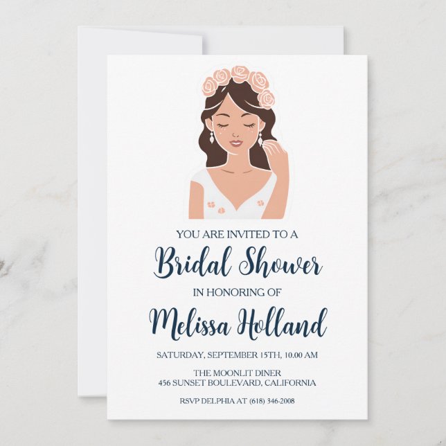 rose gold botanical modern bridal shower invitation (Front)