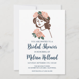 rose gold botanical modern bridal shower invitation