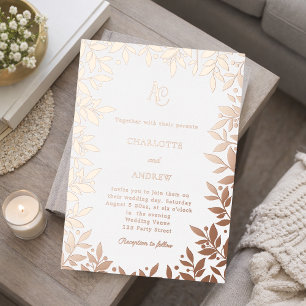 Rose gold botanical monogram luxury wedding