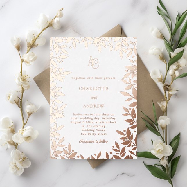 Rose gold botanical monogram luxury wedding (Creator Uploaded)