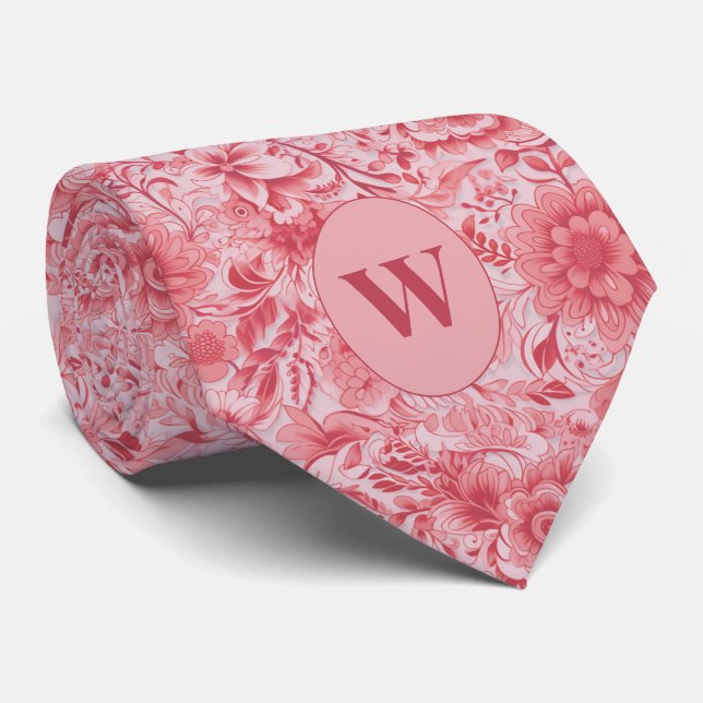 Rose Gold Botanical Pattern Tie (Rolled)