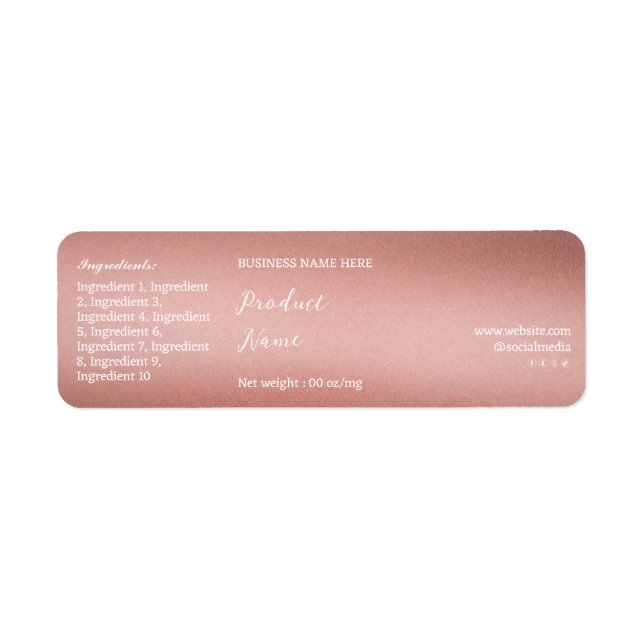 Rose Gold Brand Name Product Jar Product Label (Front)