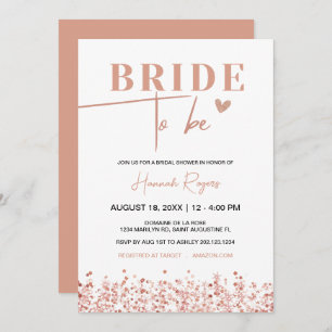 Rose Gold Bridal Bridal Shower, Bride to Be Invitation