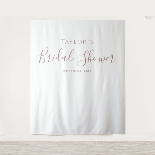 Rose Gold Bridal Shower Backdrop Tapestry (Front)